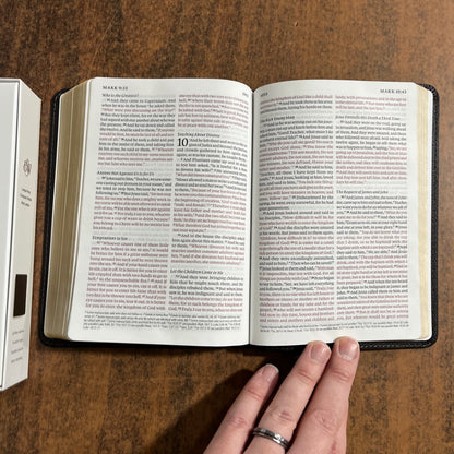 Personalized ESV Large Print Compact Bible - Deep Brown Genuine Buffalo Leather  Custom Imprinted, ISBN 9798874902926 20spaces