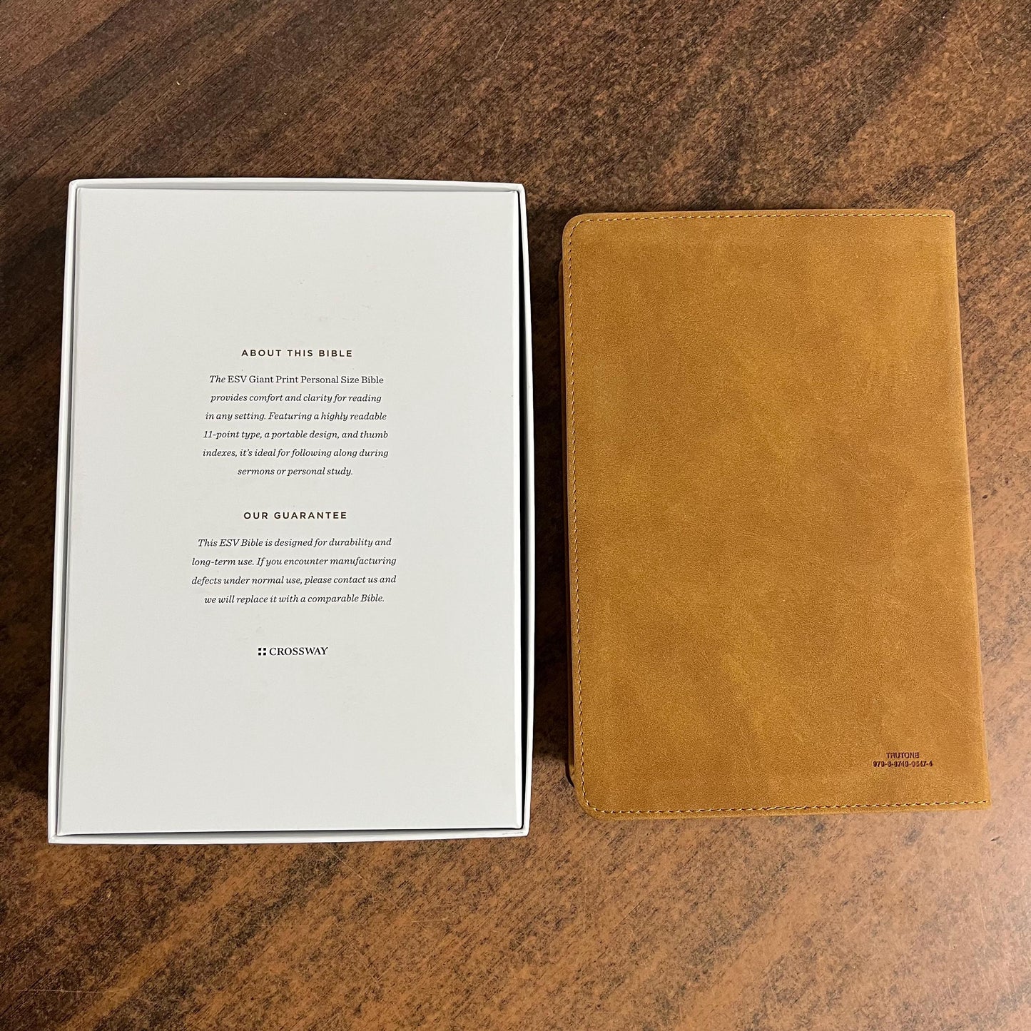 Personalized ESV Giant Print Personal Size Bible Thumb Indexed - Nubuck Caramel TruTone - Custom Imprinted, Large print, ISBN 9798874906747