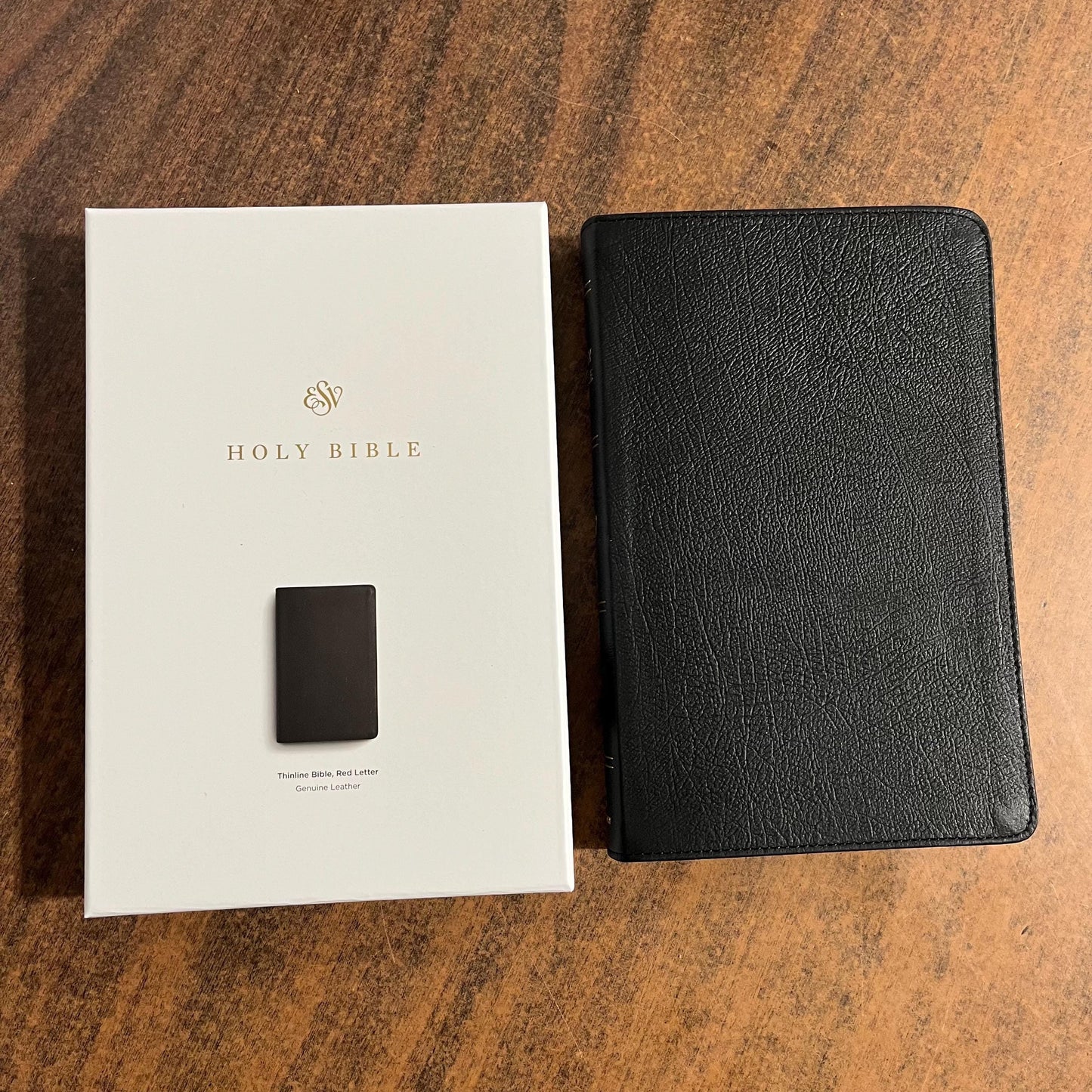 Personalized ESV Thinline Bible - Black Genuine Leather - Custom Imprinted with name, ISBN 9798874903589