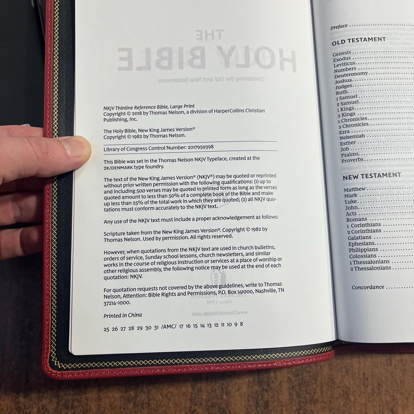 Personalized NKJV Large Print Thinline Reference Bible - Red Goatskin Premium Genuine Leather, Premier, 9781400350582