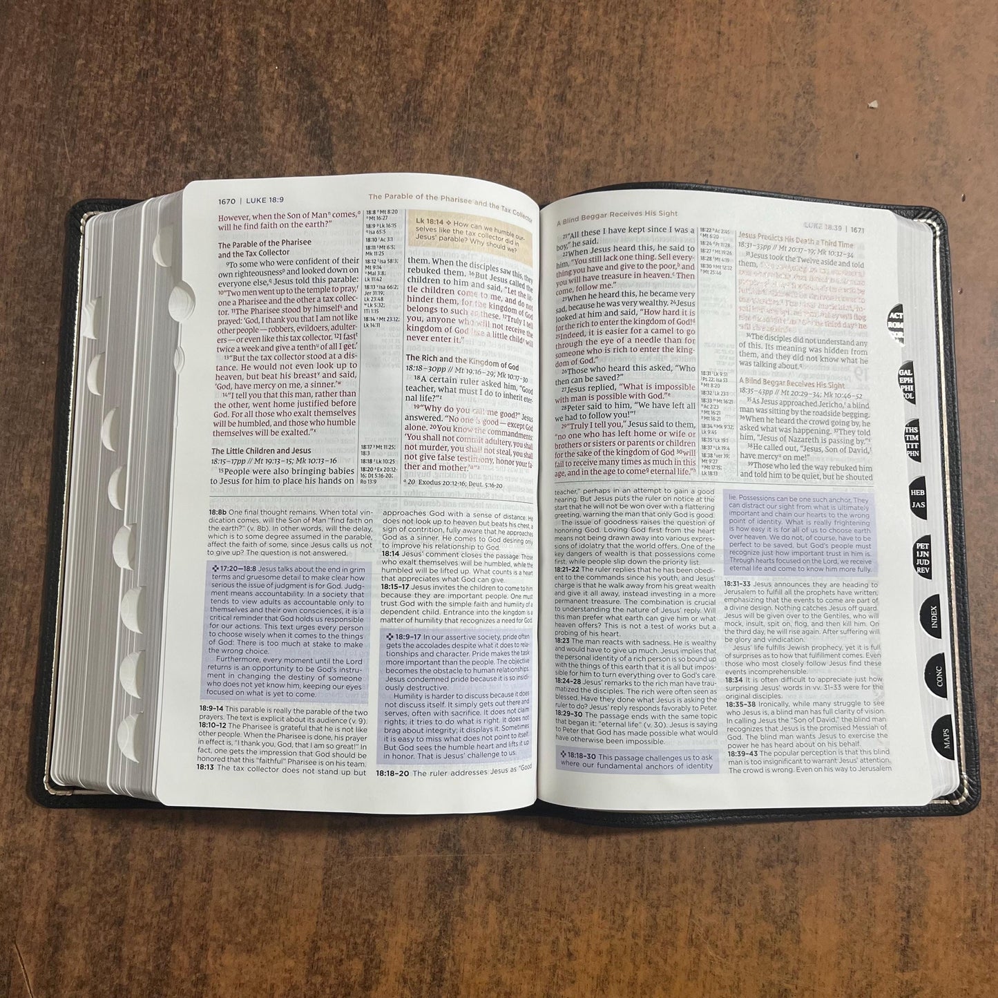 Personalized NIV Application Study Bible Thumb Indexed - Black Genuine Calfskin Leather - 9780310467755 (Update to Life Application Bible)