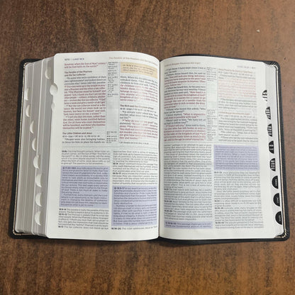Personalized NIV Application Study Bible Thumb Indexed - Black Genuine Calfskin Leather - 9780310467755 (Update to Life Application Bible)