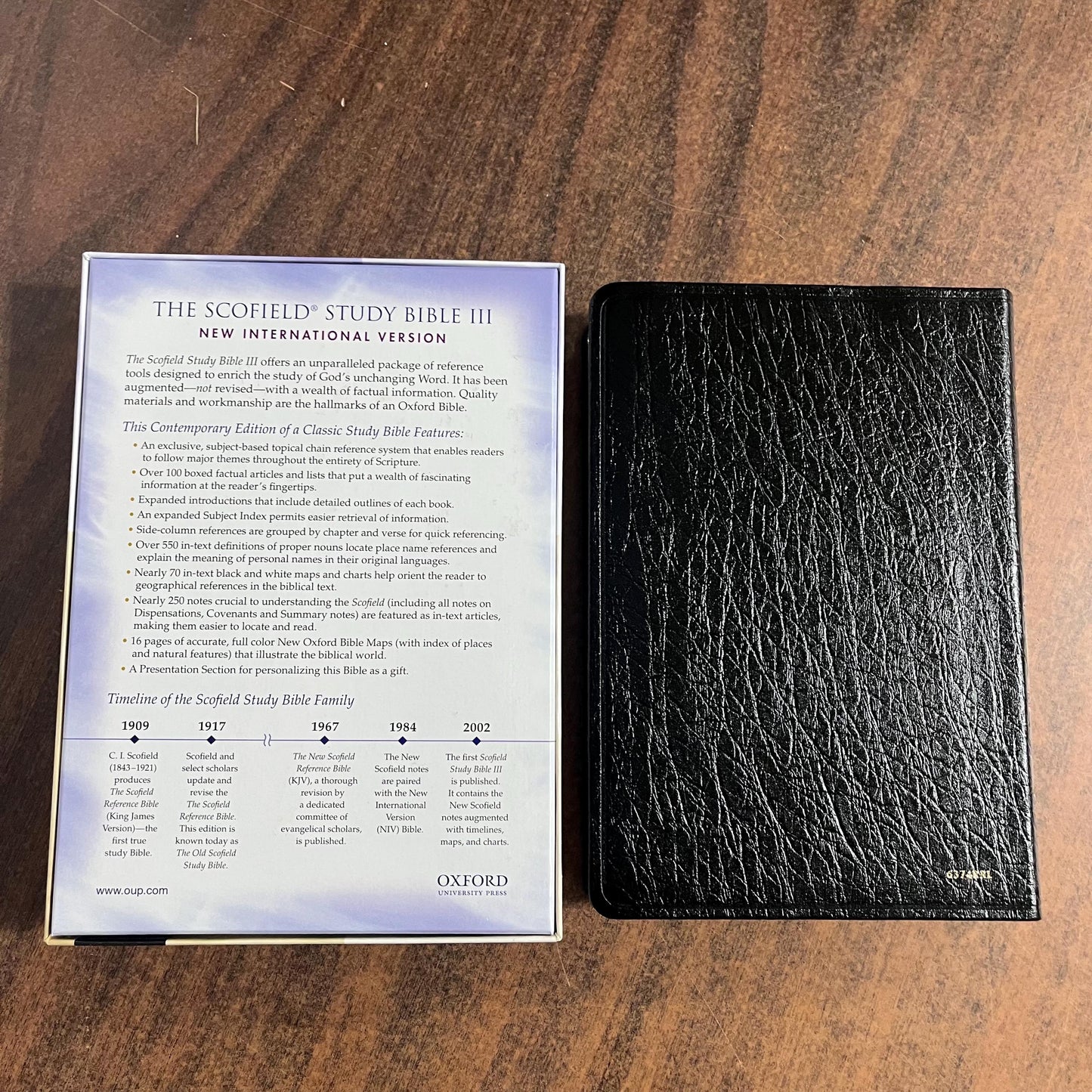 Personalized NIV 1984 Scofield Study Bible III Thumb Indexed - Black Genuine Leather, Custom Imprinted, Name on bible, Out of Print