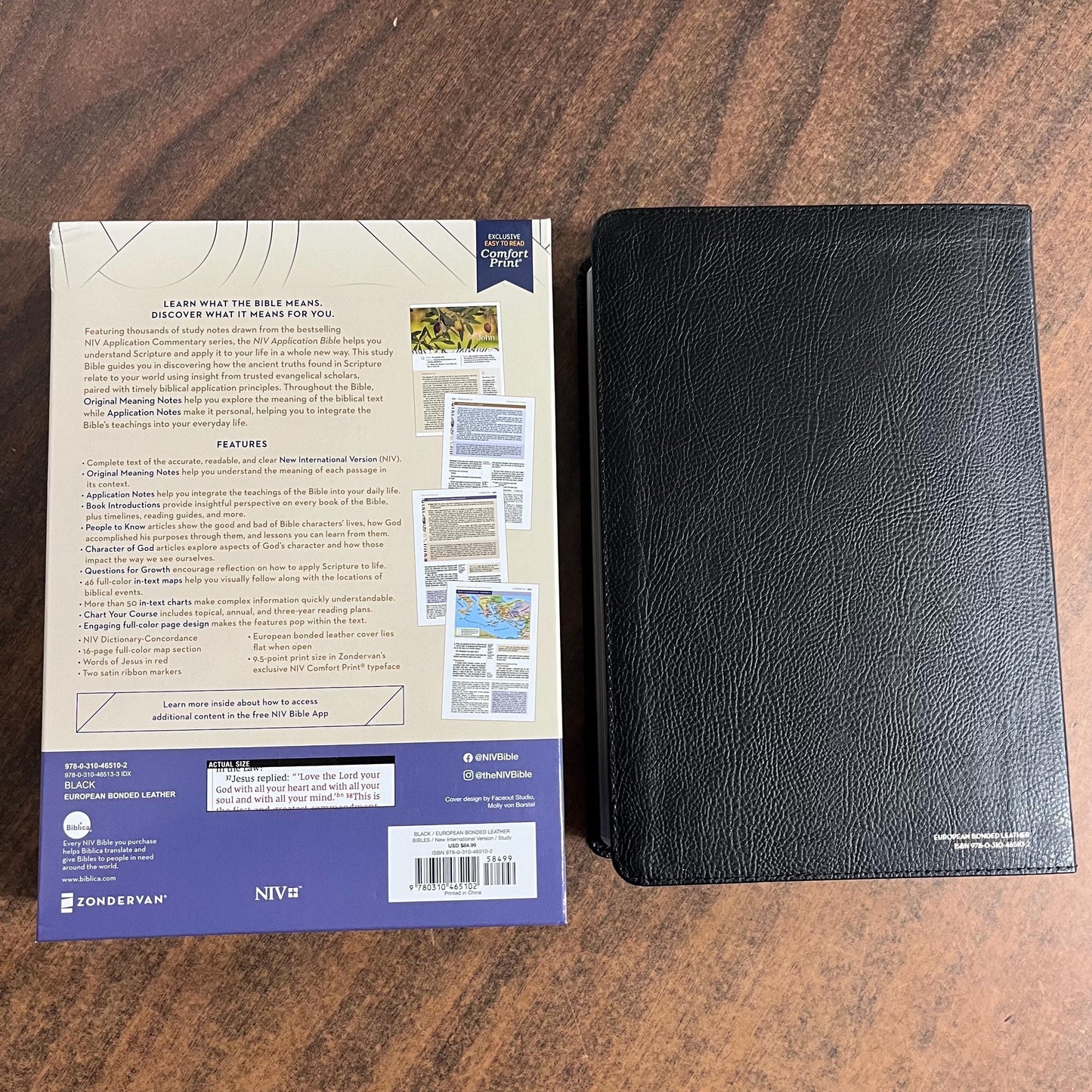Personalized NIV Application Study Bible - Black European Bonded Leather - Custom Imprinted with a name, 9780310465102 (Update to Life Application Bible)