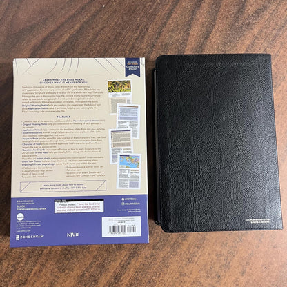Personalized NIV Application Study Bible - Black European Bonded Leather - Custom Imprinted with a name, 9780310465102 (Update to Life Application Bible)