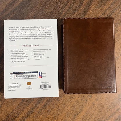 Personalized KJV Word Study Reference Bible - Brown LeatherSoft, custom imprinted with a name, 20spaces 9780785294924