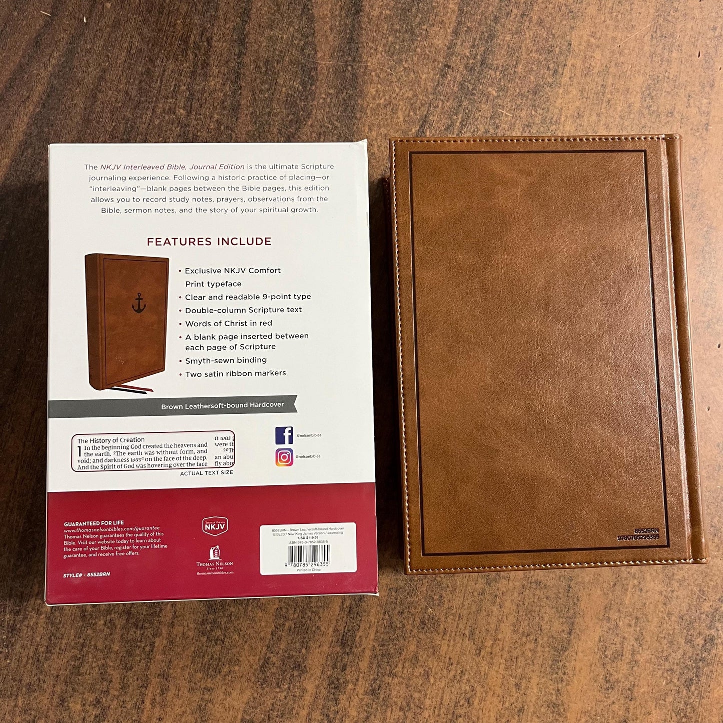 Personalized NKJV Interleaved Journaling Bible - Brown LeatherSoft over Hardcover Cover, Custom Imprinted with name 9780785296355
