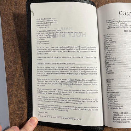 Personalized NASB Large Print Personal Size Bible Thumb Indexed - Black Genuine Calfskin Leather- Custom Imprinted, nasb 1995, 9780310465997