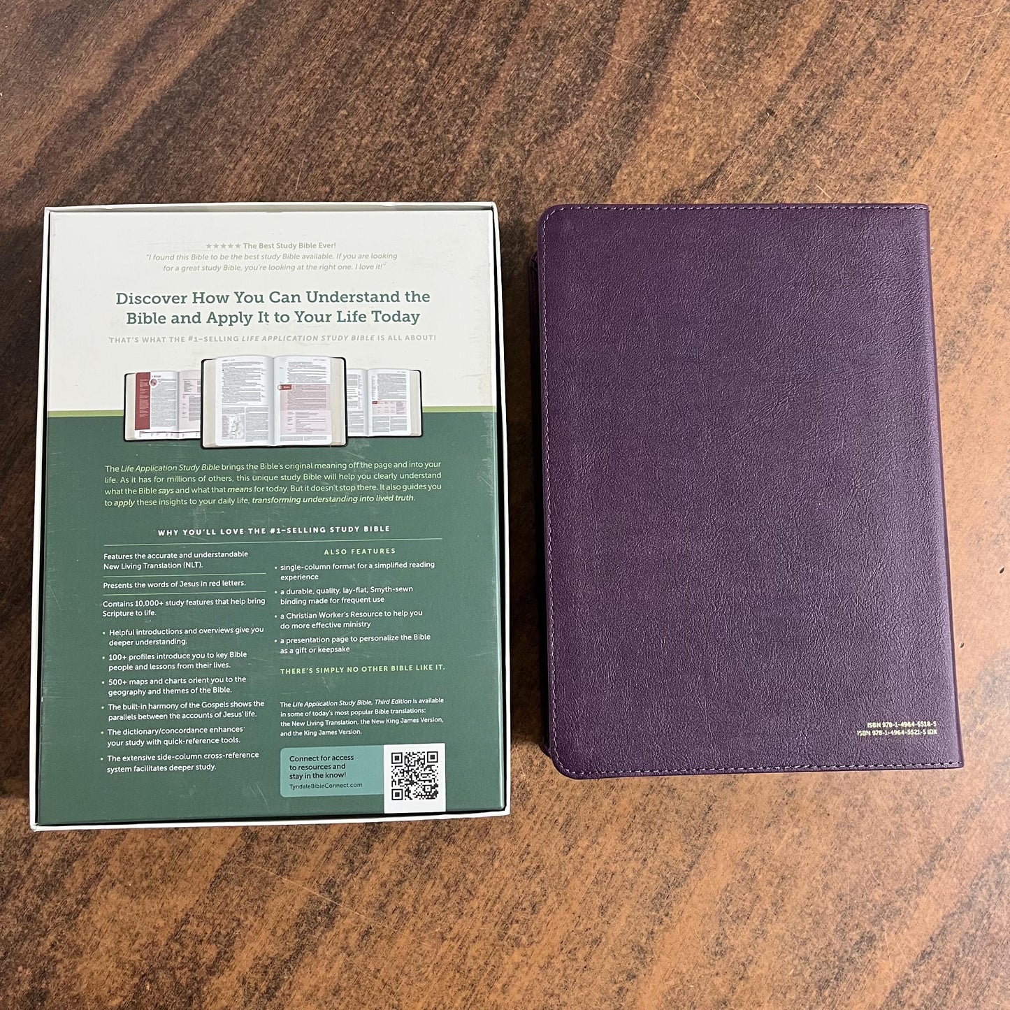 Personalized NLT Life Application Study Bible - Purple LeatherLike - Custom Imprinted 9781496455185
