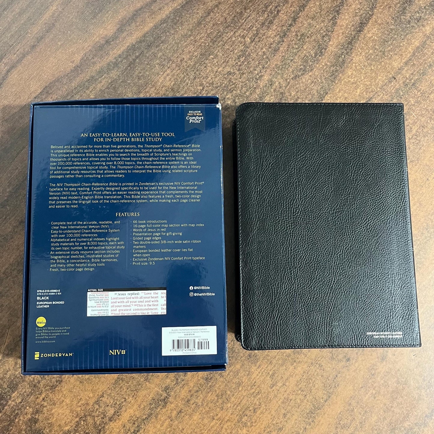 Personalized NIV Thompson Chain Reference Study Bible - Black Bonded Leather, Custom Imprinted, ISBN 9780310459835