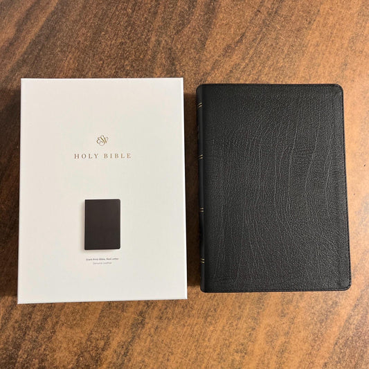 Personalized ESV Giant Print Bible - Black Genuine Leather - Custom Imprinted with a name engraved - 9798874906344