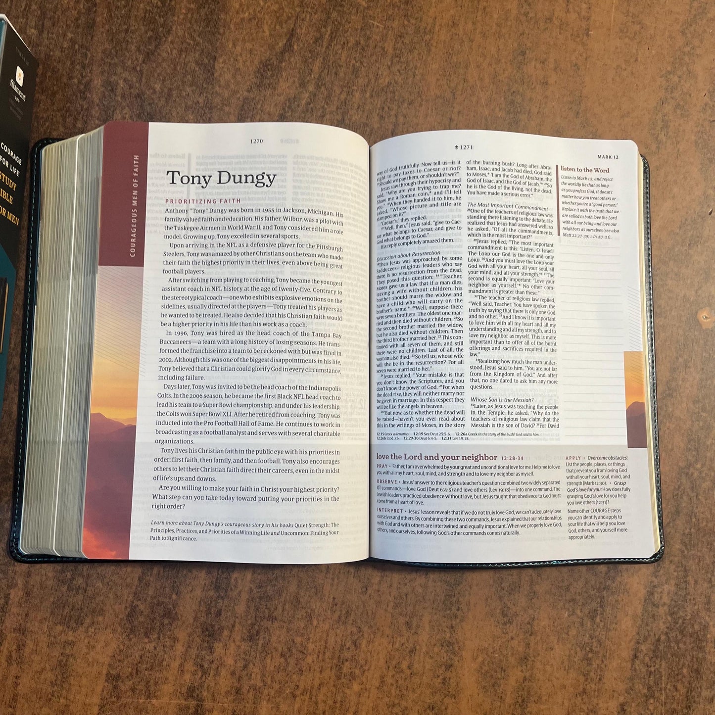 Personalized NLT Courage for Life Study Bible for Men - Onyx Black LeatherLike - Custom Imprinted, journaling, 9781496475565