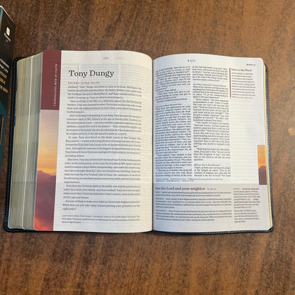 Personalized NLT Courage for Life Study Bible for Men - Onyx Black LeatherLike - Custom Imprinted, journaling, 9781496475565