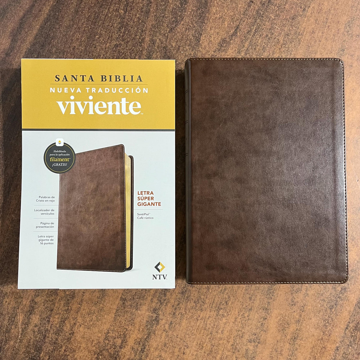 Personalized Spanish Bible - NTV Biblia Letra Super Gigante - Giant Print Bible - Rustic Brown LeatherLike -  Imprinted name 9798400511196