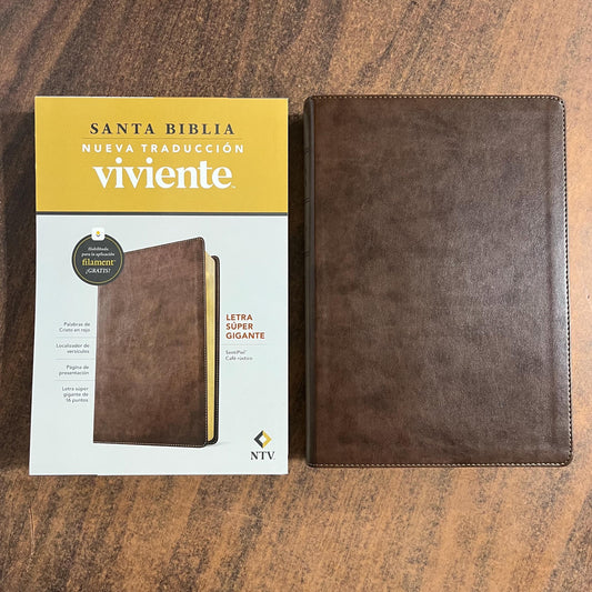 Personalized Spanish Bible - NTV Biblia Letra Super Gigante - Giant Print Bible - Rustic Brown LeatherLike -  Imprinted name 9798400511196