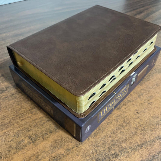 Personalized NASB Thompson Chain Reference Study Bible Thumb Indexed -Brown LeatherSoft, Custom Imprinted nasb 1977 Printed in United States