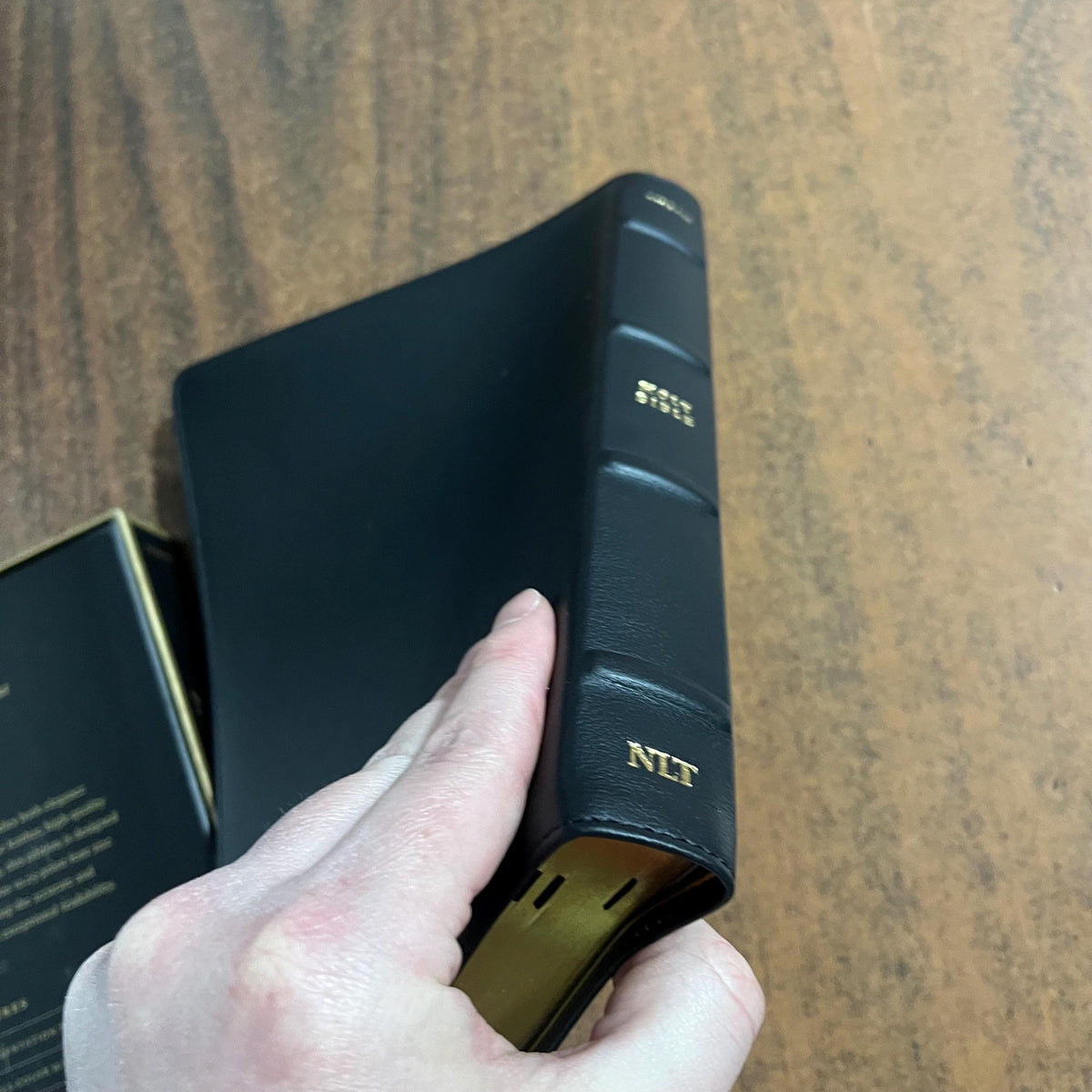 Personalized NLT Tyndale Select Large Print Thinline Reference Bible - Black Goatskin Genuine Leather - Custom, 9798400506543