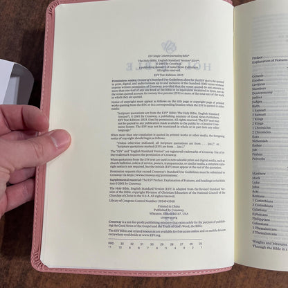 Personalized ESV Single Column Journaling Bible - Blush Rose (Pink) Trutone Wildflower Design - Custom Imprinted with Name  9798874900250