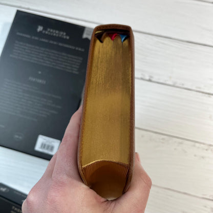 Personalized NKJV Large Print Personal Size Reference Bible - Brown Goatskin Premium Genuine Leather 10.5 pt font 978078528292