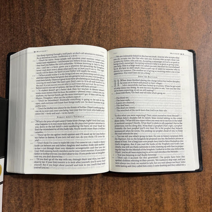 Personalized 'The Message' Large Print Bible - Premium Black Genuine Leather, Custom Imprinted with name 9781617471681