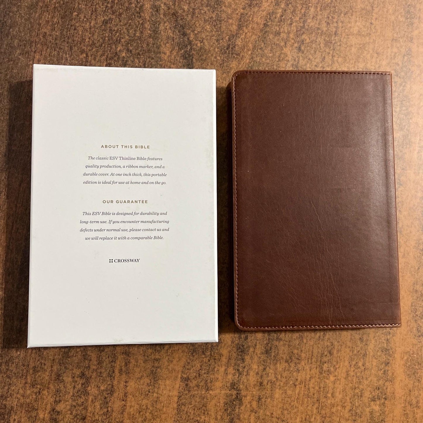 Personalized ESV Thinline Bible - Saddle Brown Full Grain Genuine Leather, Custom Imprinted with name, ISBN 9798874903534 2025 ESV Text