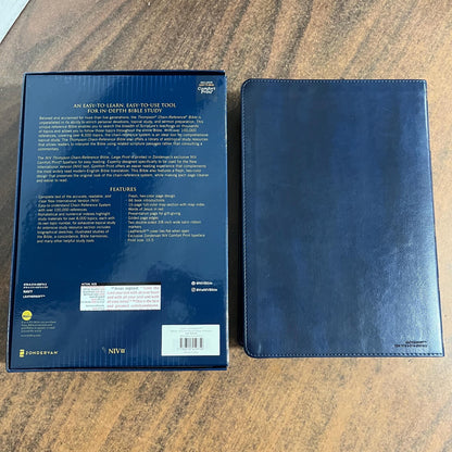 Personalized NIV Thompson Chain Reference Study Bible Large Print Thumb Indexed - Navy Blue LeatherSoft, Name imprint, ISBN 9780310459750