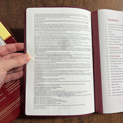 Personalized NIV Life Application Study Bible - Berry LeatherLike - Custom Imprinted with a name, 9781496455246