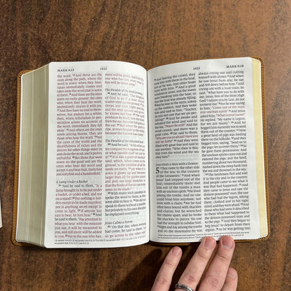 Personalized ESV Large Print Personal Size Bible - Nubuck Caramel Brown, Wildflower Design TruTone  Custom Imprinted, ISBN 9798874900212