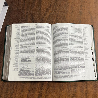 Personalized Mens Bible, CSB Men of Character Study Bible Thumb Indexed, Green LeatherTouch, Custom Imprinted engraved