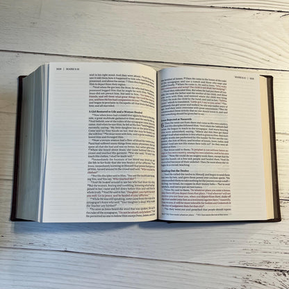 Personalized NKJV Journal the Word Bible Large Print - Brown LeatherSoft over Hardcover - Custom Imprinted with name 9781400352340