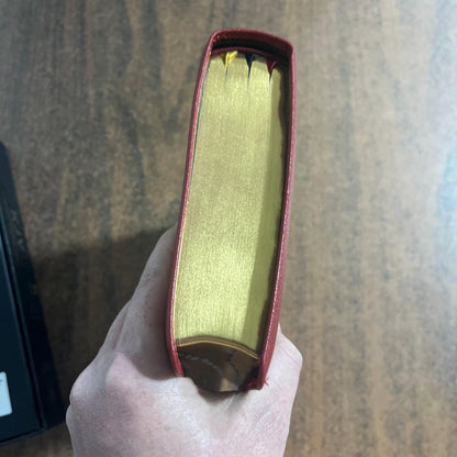 Personalized KJV Large Print Single Column Reference Bible Thumb Indexed - Red Goatskin Genuine Leather, Custom Imprinted name 9780785295174