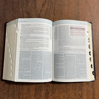 Personalized NIV Biblical Theology Study Bible Thumb Indexed - Burgundy Bonded Leather - Custom Imprinted with a name, ISBN 9780310450566