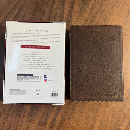 Personalized NKJV Study Bible - Brown Genuine Leather - Custom Imprinted with name, 9780785220701