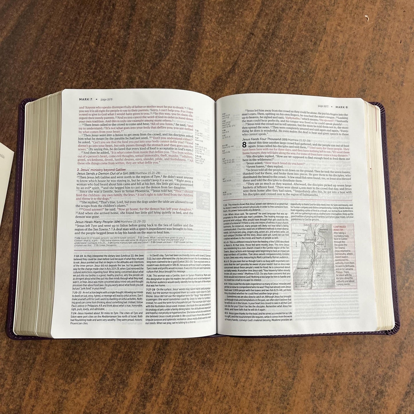Personalized NLT Life Application Study Bible - Purple LeatherLike - Custom Imprinted 9781496455185