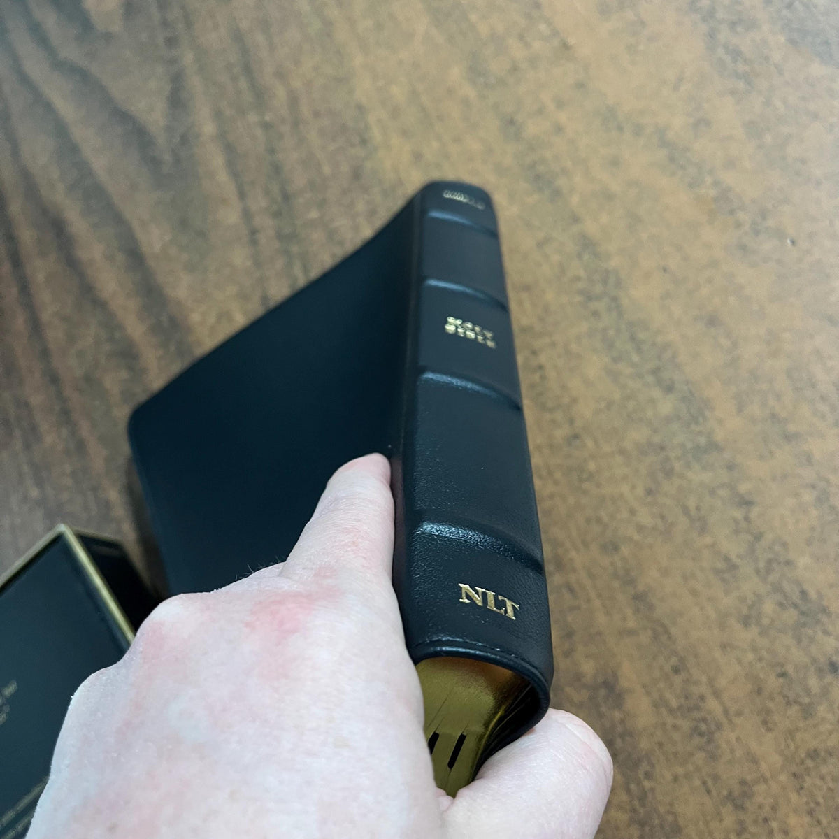 Personalized NLT Tyndale Select Large Print Thinline Reference Bible Thumb Indexed - Black Goatskin Genuine Leather - Custom, 9798400506550