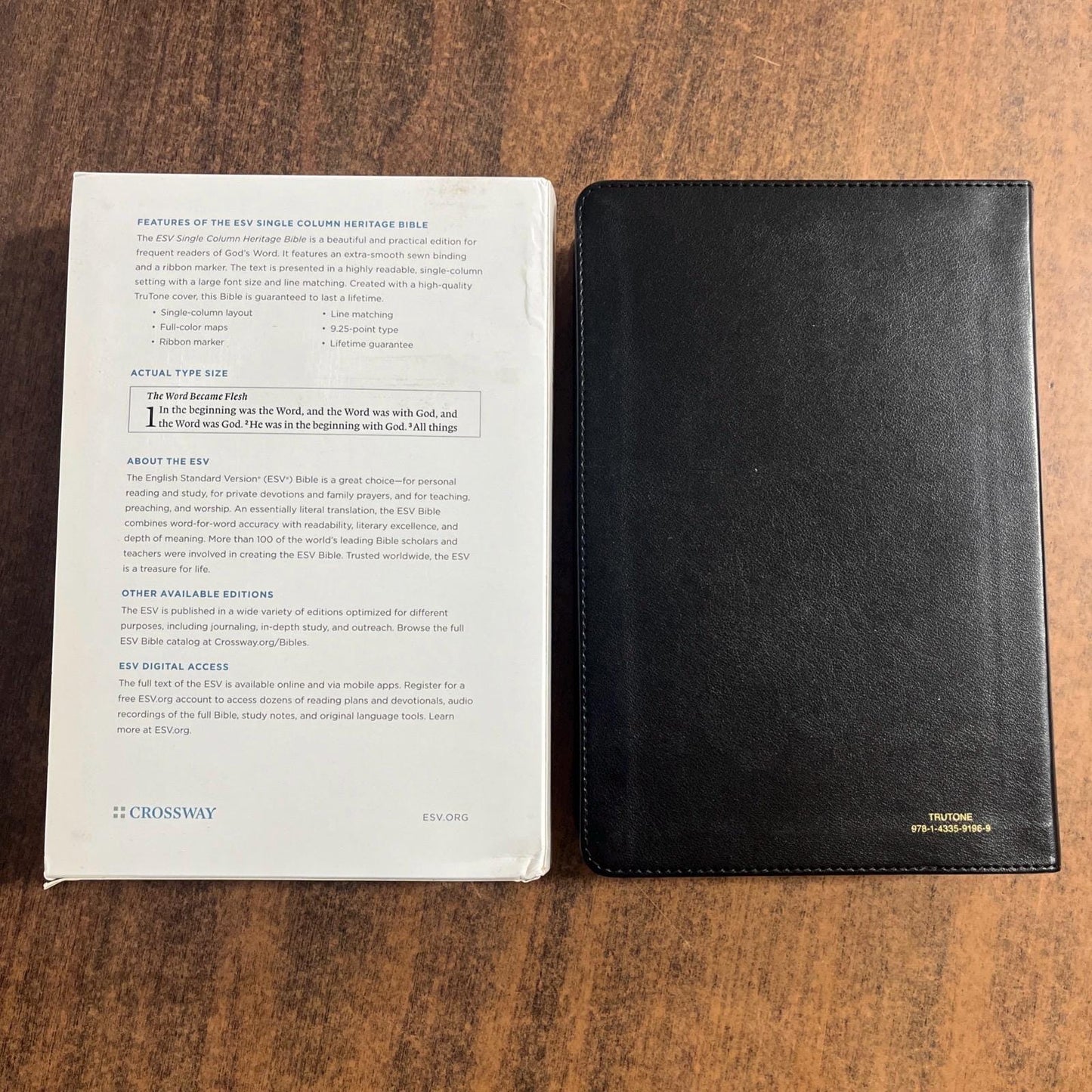 Personalized ESV Single Column Heritage Bible - Black TruTone - Custom Imprinted with a name 9781433591969