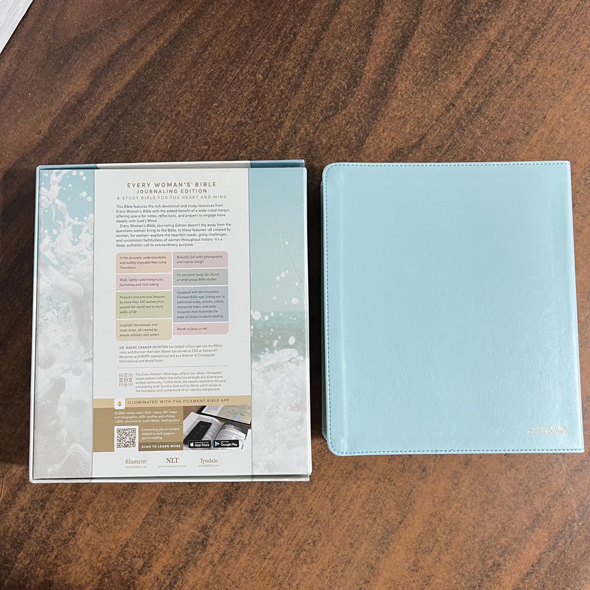 Personalized NLT Every Womans Bible Journaling Edition - Seafoam Blue LeatherLike - engraved, Devotional Study, 9798400513664