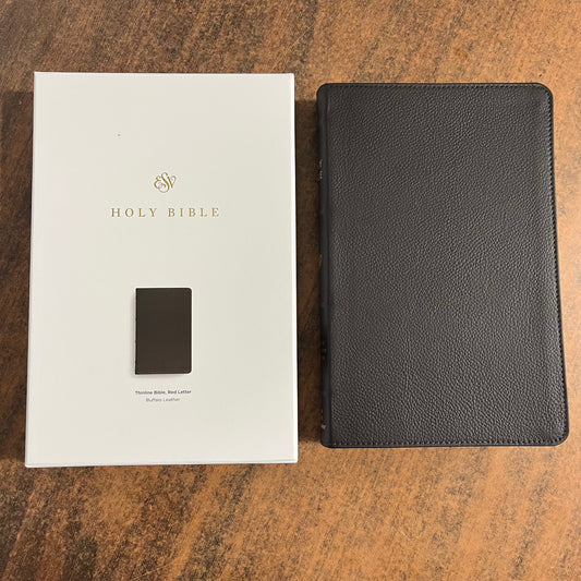 Personalized ESV Thinline Bible - Deep Brown Buffalo Genuine Leather, Custom Imprinted, ISBN 9798874903640