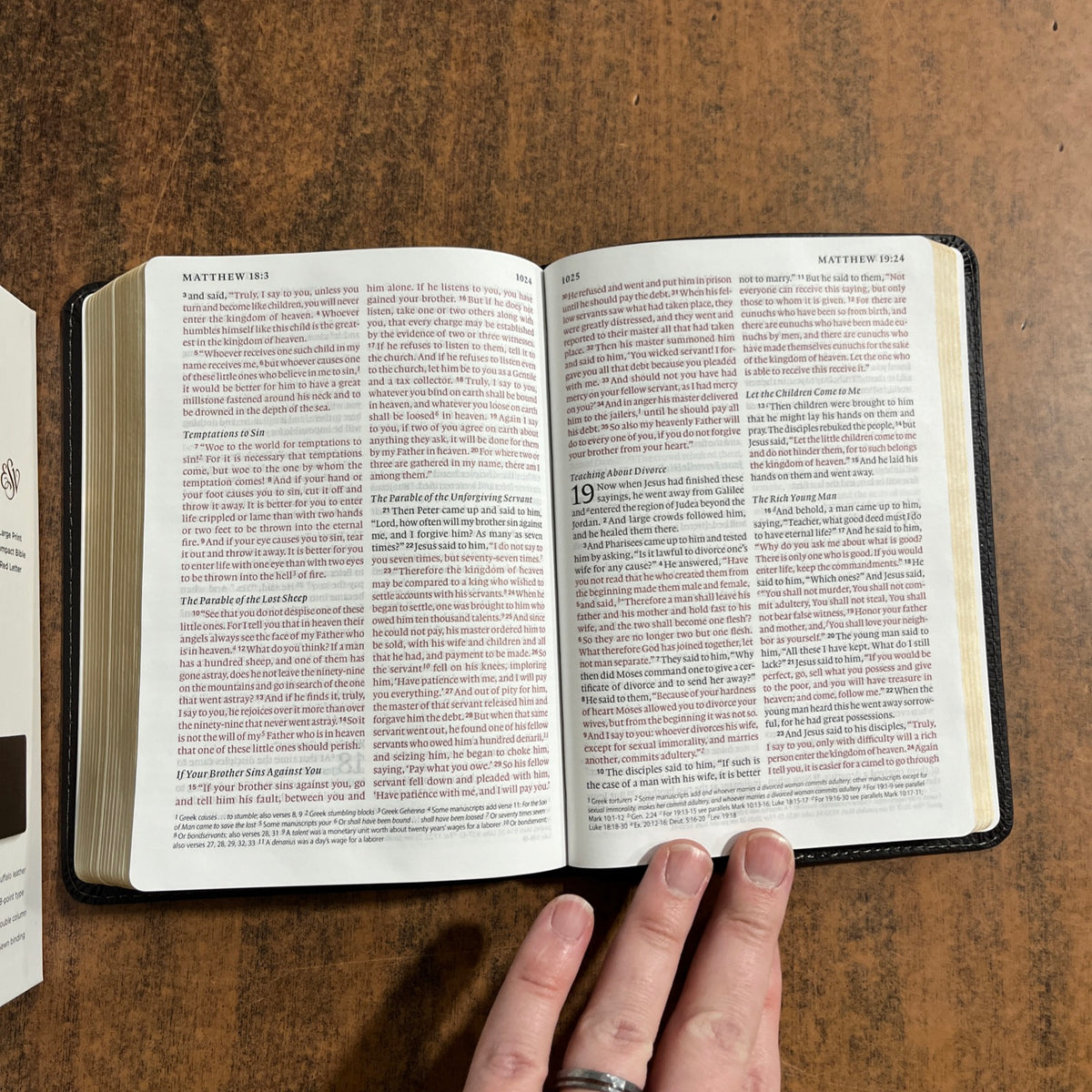 Personalized ESV Large Print Compact Bible - Deep Brown Genuine Buffalo Leather  Custom Imprinted, ISBN 9798874902926 20spaces
