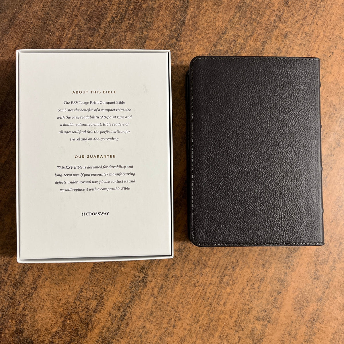 Personalized ESV Large Print Compact Bible - Deep Brown Genuine Buffalo Leather  Custom Imprinted, ISBN 9798874902926 20spaces