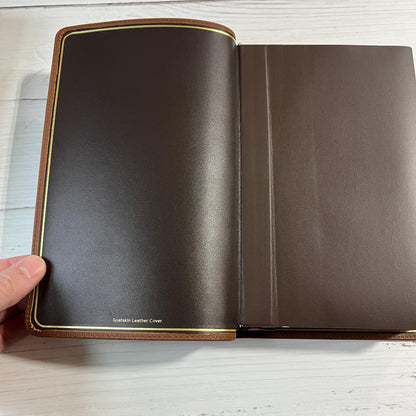 Personalized NKJV Large Print Personal Size Reference Bible - Brown Goatskin Premium Genuine Leather 10.5 pt font 978078528292