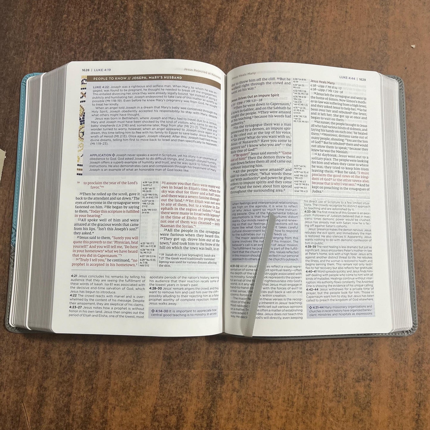 Personalized NIV Application Study Bible - Teal /Grey LeatherSoft - Custom Imprinted name, 9780310467717 (Update to Life Application Bible)