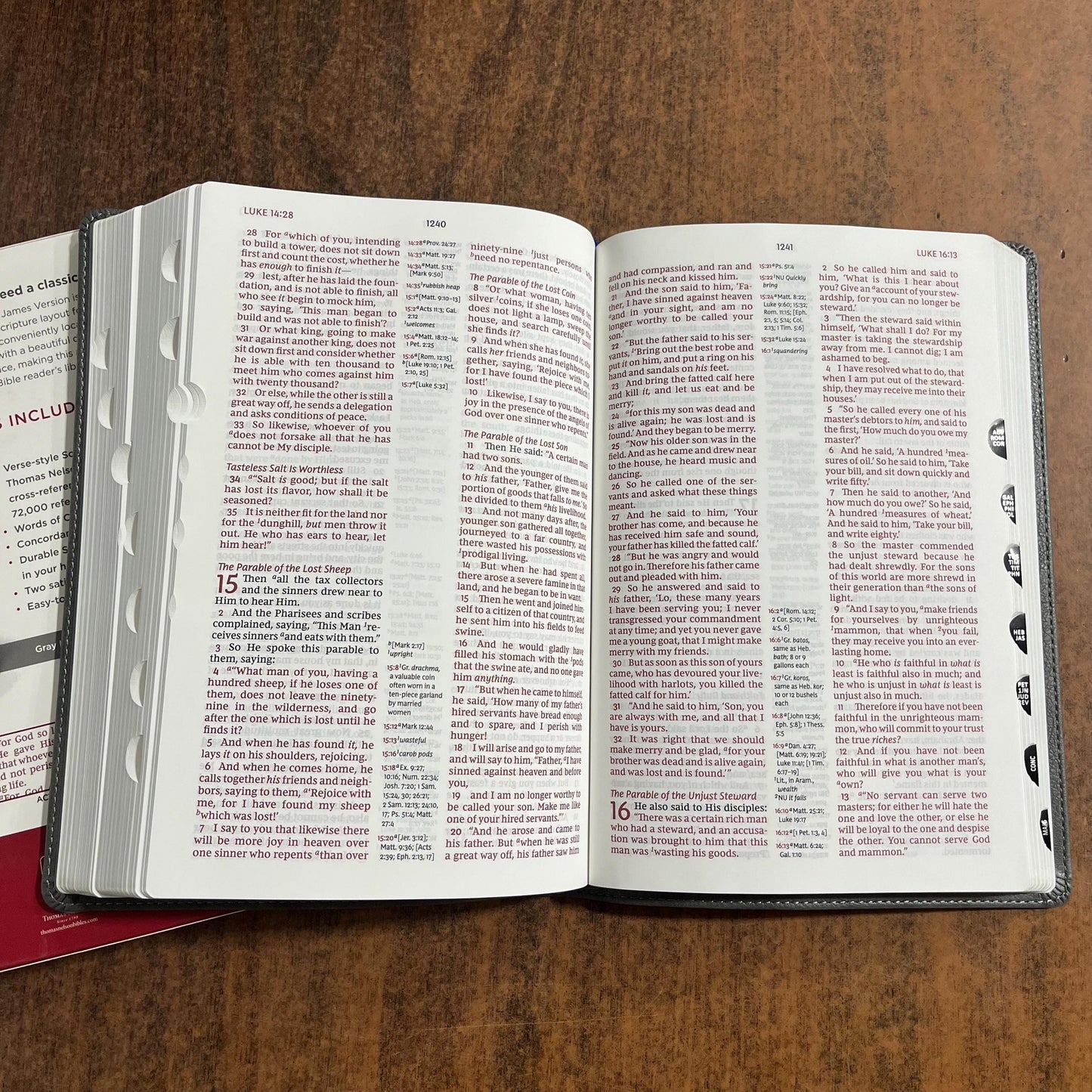 Personalized NKJV Classic Verse by Verse Center Column Reference Bible Thumb Indexed - Gray LeatherSoft, Custom Imprinted ISBN 9780785253587