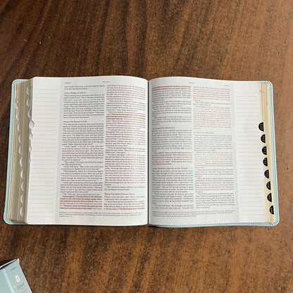 Personalized NLT Every Womans Bible Journaling Edition Thumb Indexed - Seafoam Blue LeatherLike - engraved, Devotional Study, 9798400525612