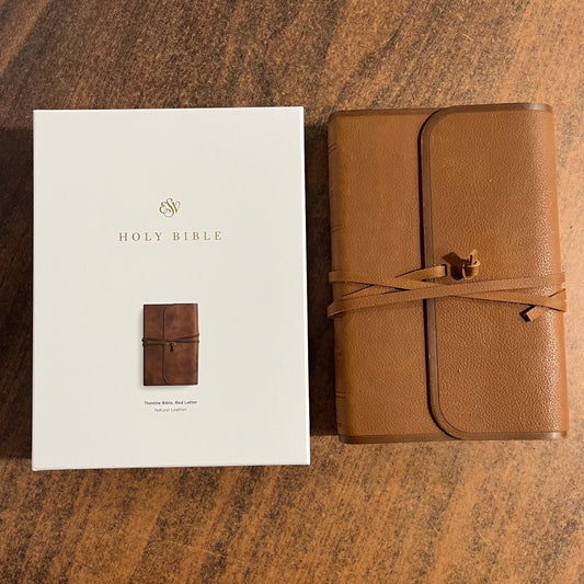 Personalized ESV Thinline Bible - Brown Natural Genuine Leather with Flap  Custom Imprinted, ISBN 9798874903596 16spaces