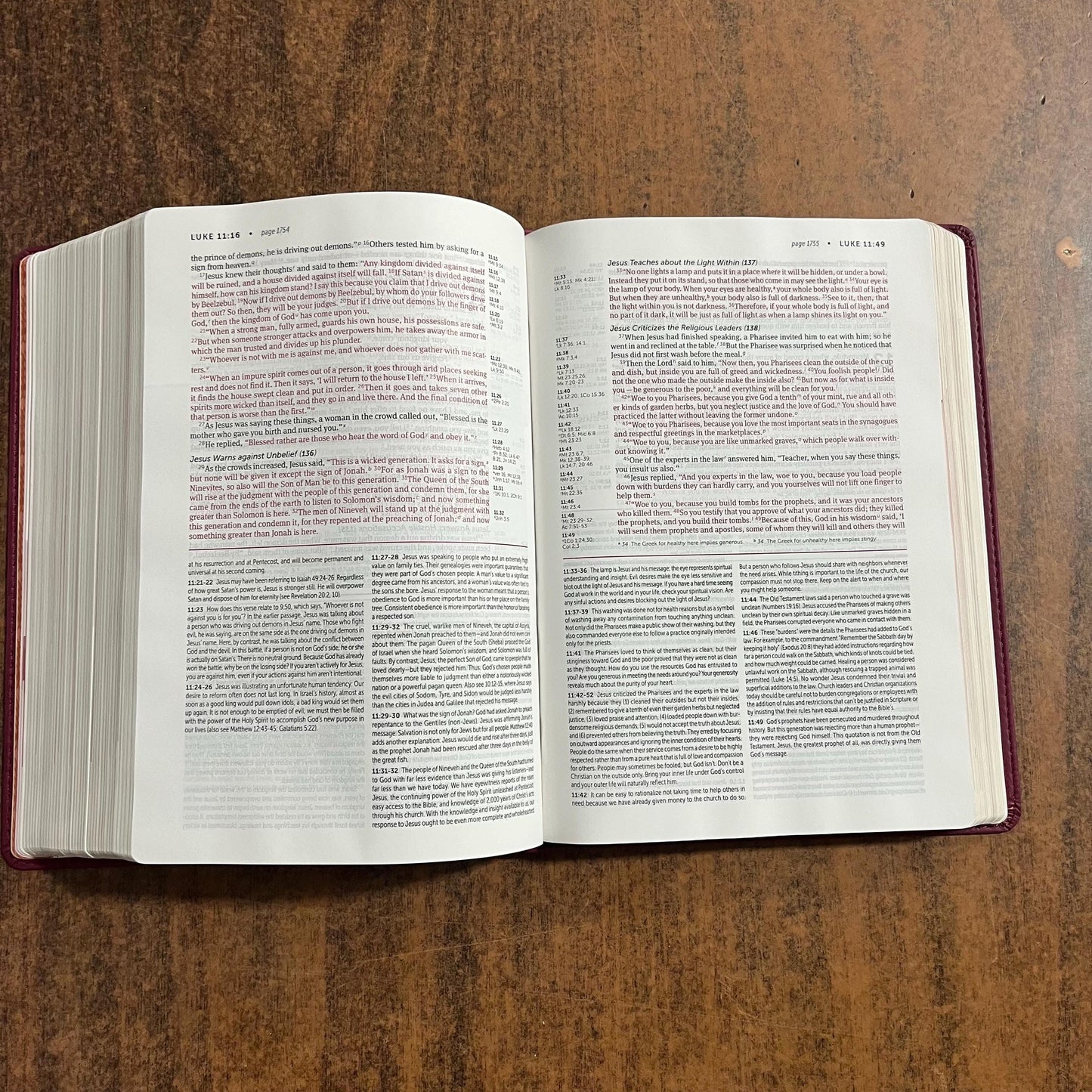 Personalized NIV Life Application Study Bible - Berry LeatherLike - Custom Imprinted with a name, 9781496455246