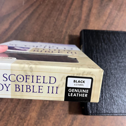 Personalized NIV 1984 Scofield Study Bible III Thumb Indexed - Black Genuine Leather, Custom Imprinted, Name on bible, Out of Print
