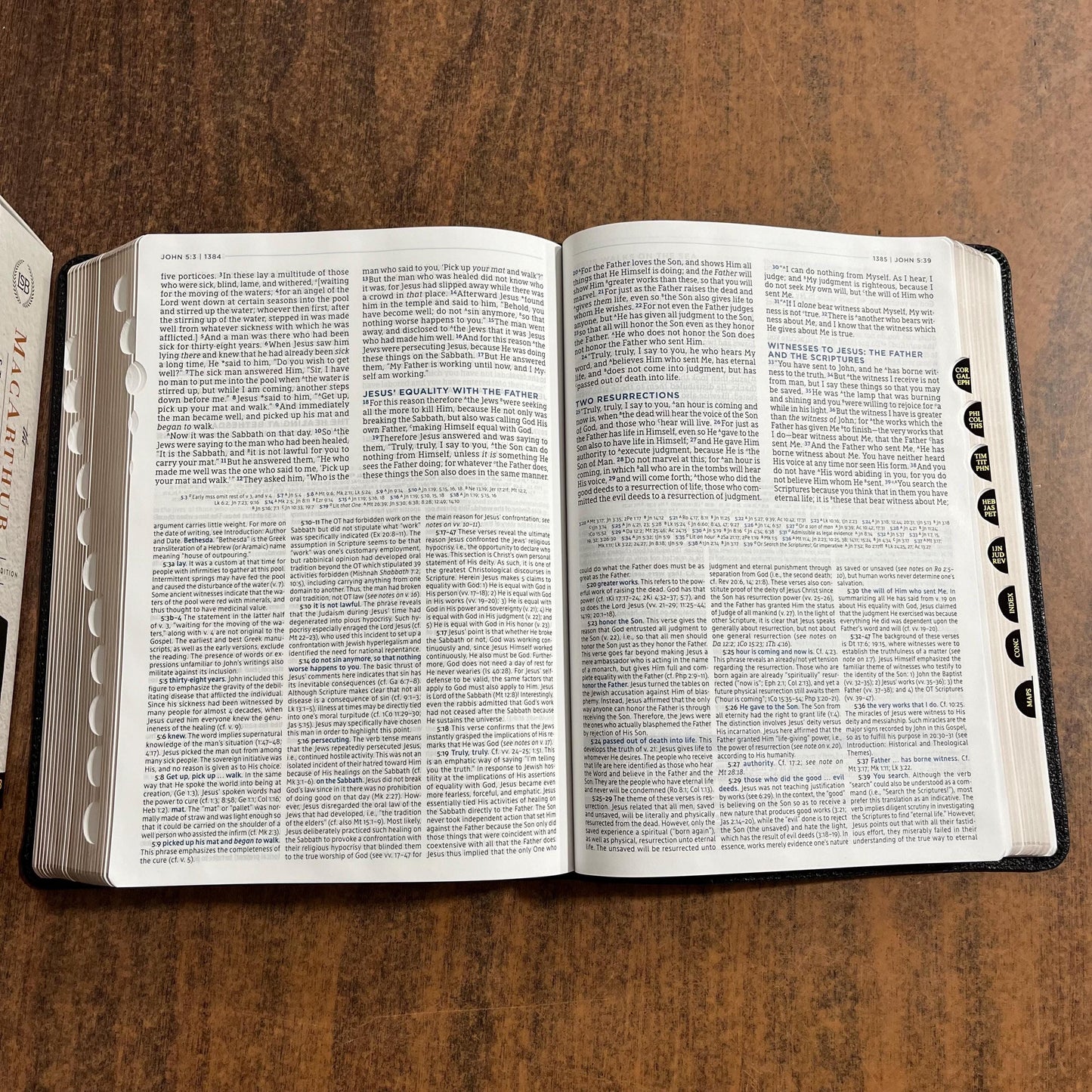 Personalized LSB MacArthur Study Bible Thumb Indexed - Black Genuine Leather - Custom Imprinted a name, Legacy Standard Bible, 9781400339761