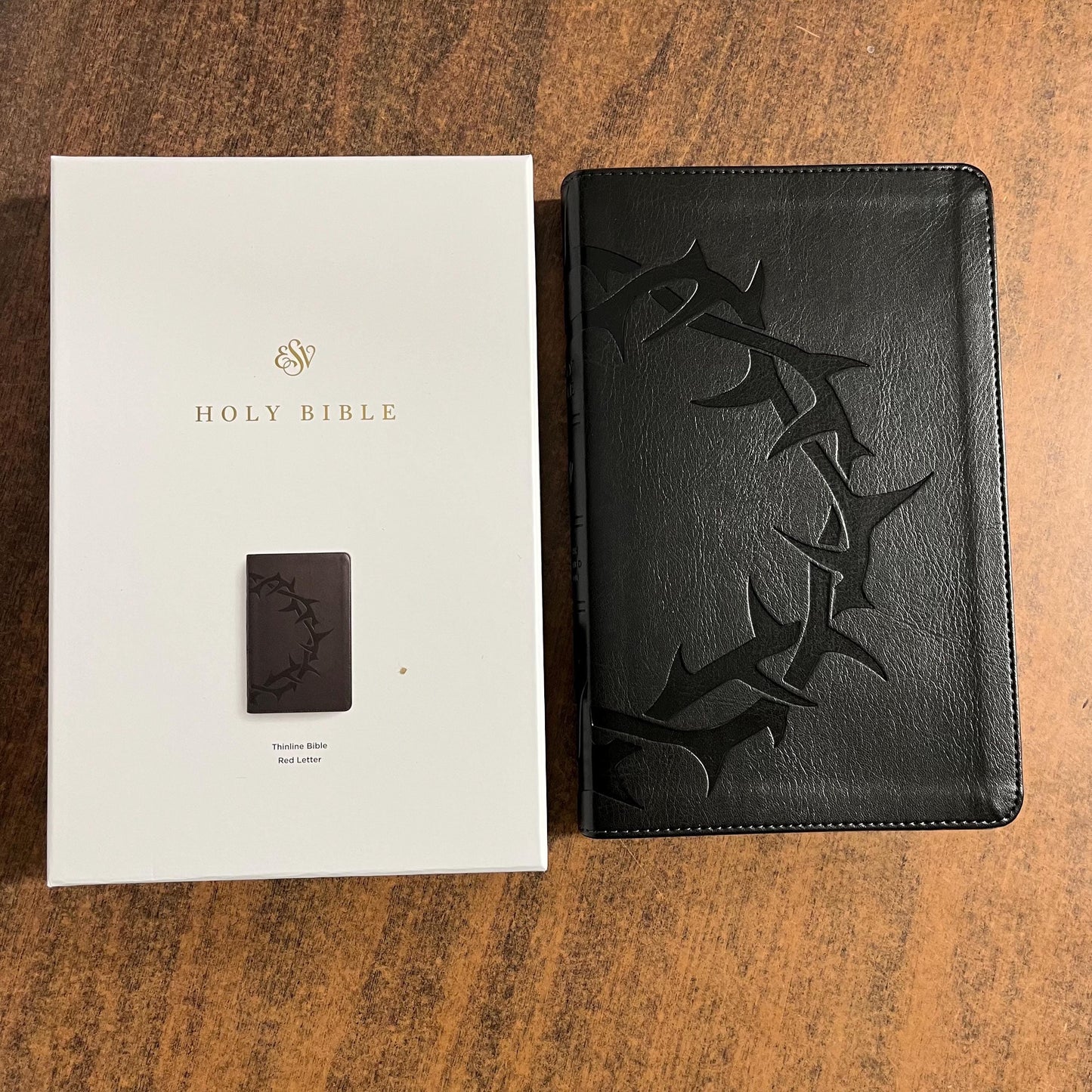 Personalized ESV Thinline Bible - Charcoal Crown of Thorns Trutone Cover - Custom Imprinted with a name - 9798874903565