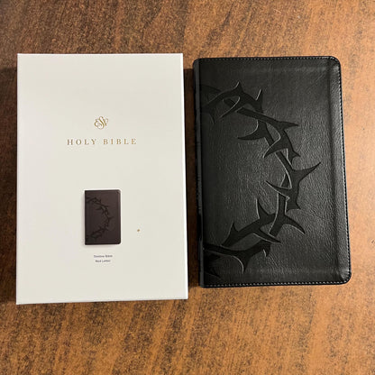 Personalized ESV Thinline Bible - Charcoal Crown of Thorns Trutone Cover - Custom Imprinted with a name - 9798874903565